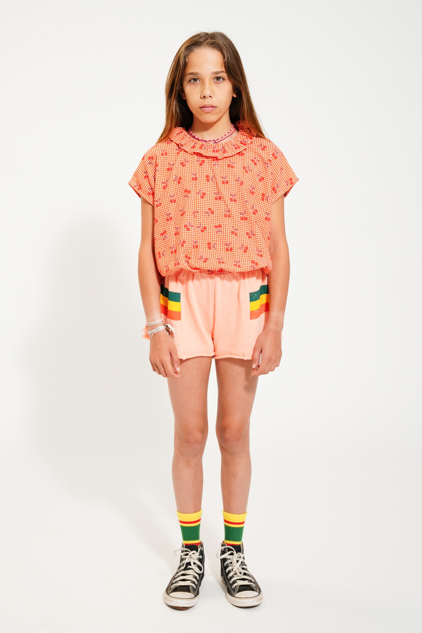 Piupiuchick pink shorts with multicolor STRIPES