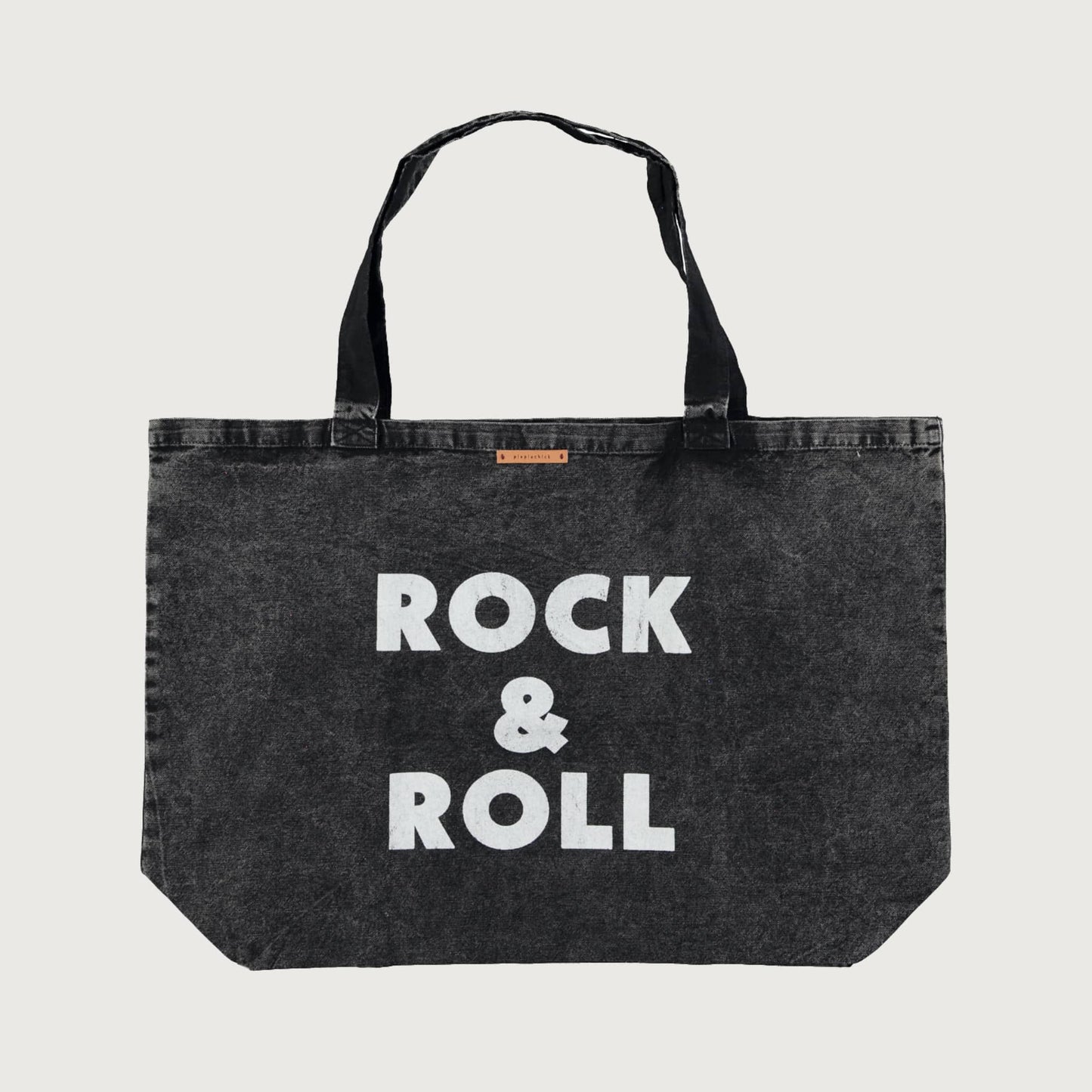Piupiuchick XL bag faded black with ROCK 'N ROLL print