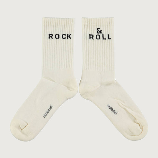 Piupiuchick Socks ecru with ROCK 'N ROLL / 9-12Y