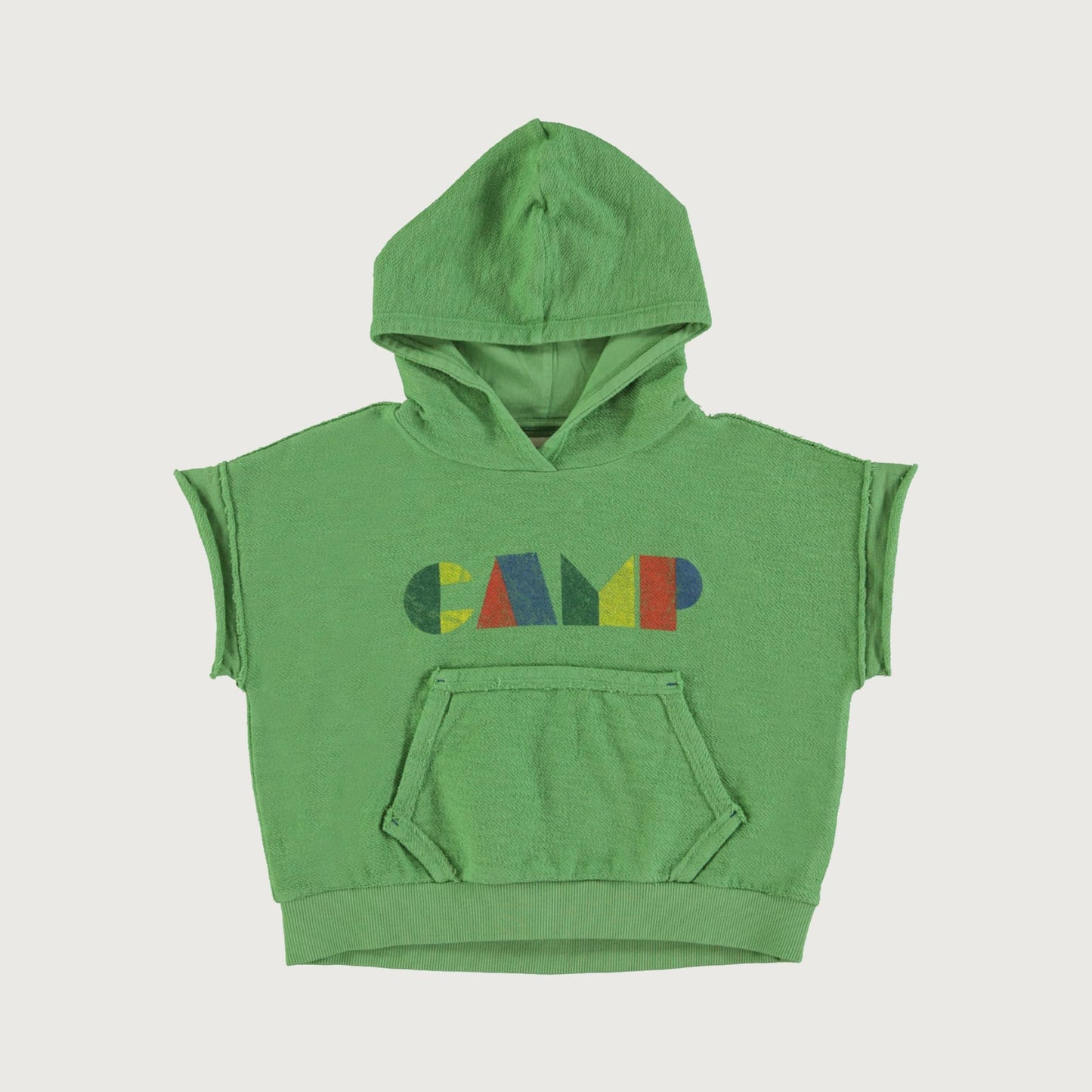 Piupiuchick sleeveless hooded sweatshirt green with MULTICOLOR CAMP print