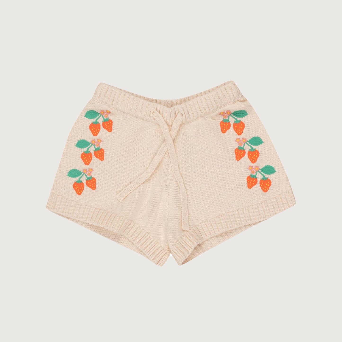 Tinycottons STRAWBERRIES knitted shorts light cream / 8Y