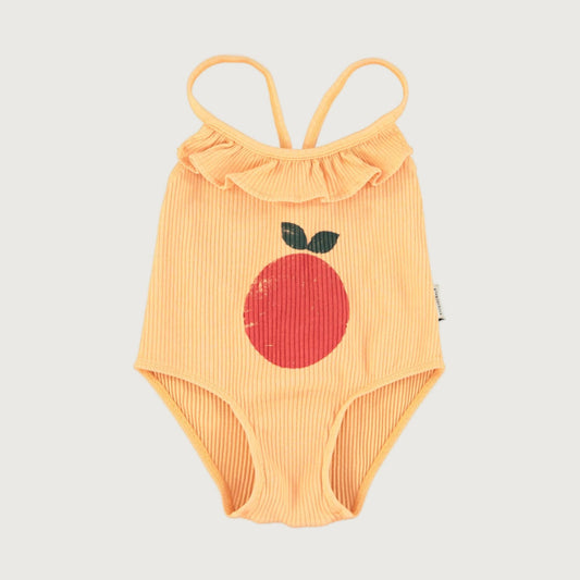 Piupiuchick APPLE swimsuit with ruffles peach