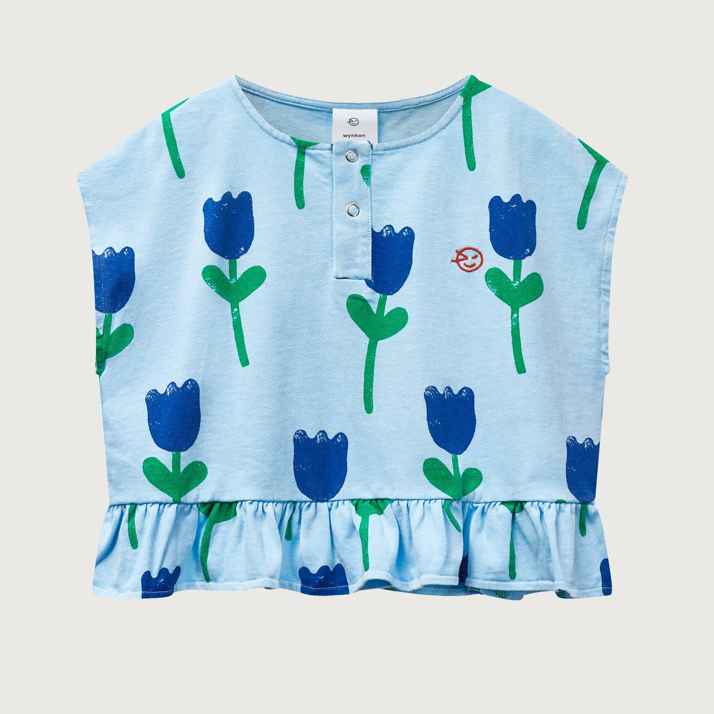 Wynken Vela frill top bird blue / 8Y