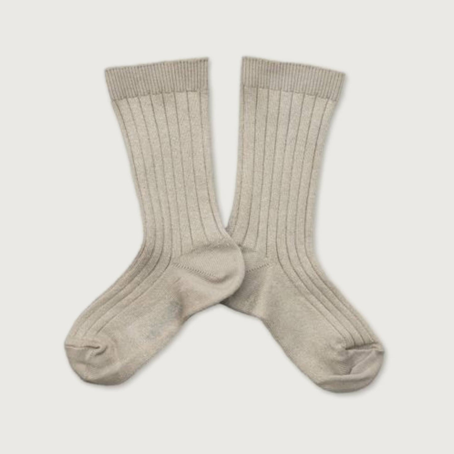 Collégien Victoire Glitter ribbed crew socks GRIS PERLE