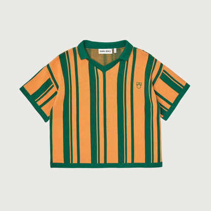 Main Story Short polo green peach knit