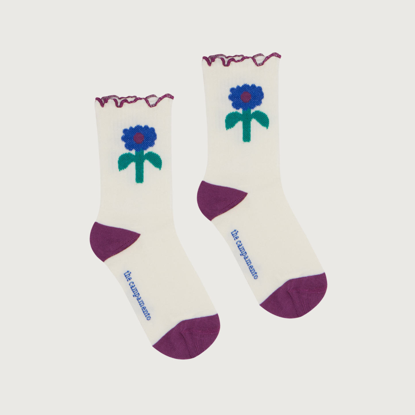 The Campamento Blue daisies socks ecru