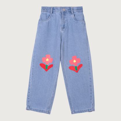 Wynken Studio jean flowers mid wash