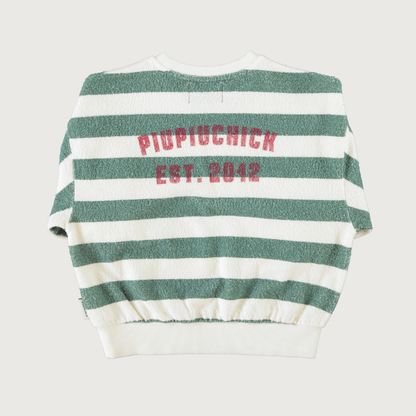 Piupiuchick Sweatshirt ecru & green stripes with Piupiuchick print
