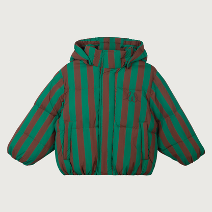 Wynken Burletta down coat studio green cocoa stripe