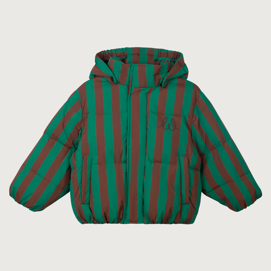 Wynken Burletta down coat studio green cocoa stripe