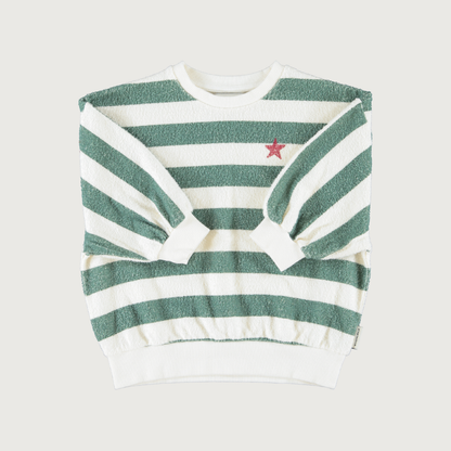 Piupiuchick Sweatshirt ecru & green stripes with Piupiuchick print