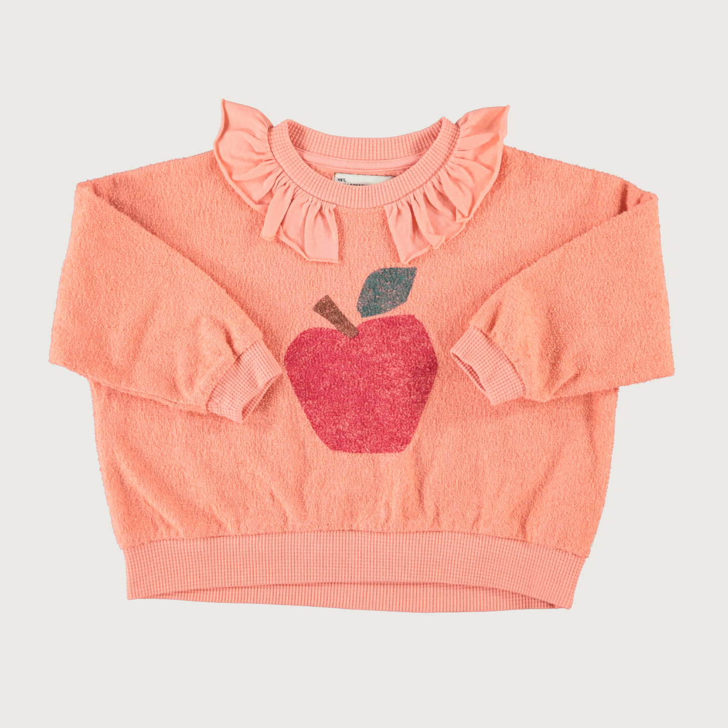 Piupiuchick Sweatshirt with collar pink with APPLE print