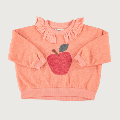 Piupiuchick Sweatshirt with collar pink with APPLE print