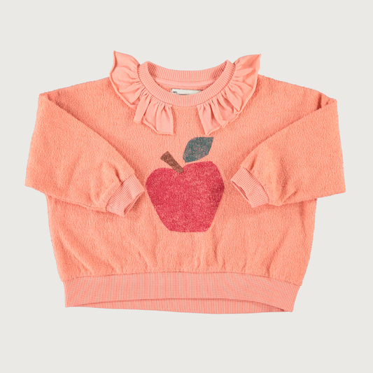 Piupiuchick Sweatshirt with collar pink with APPLE print