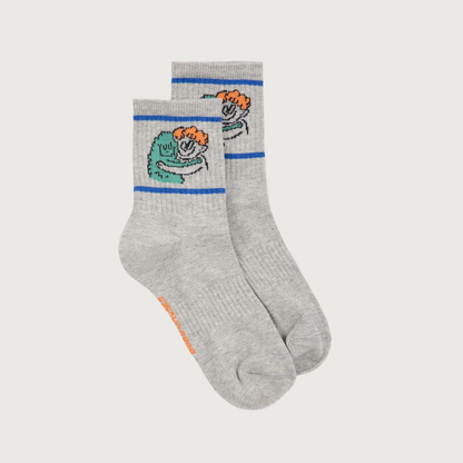 Bobo Choses Hug Hairy Monster short sock light heather grey