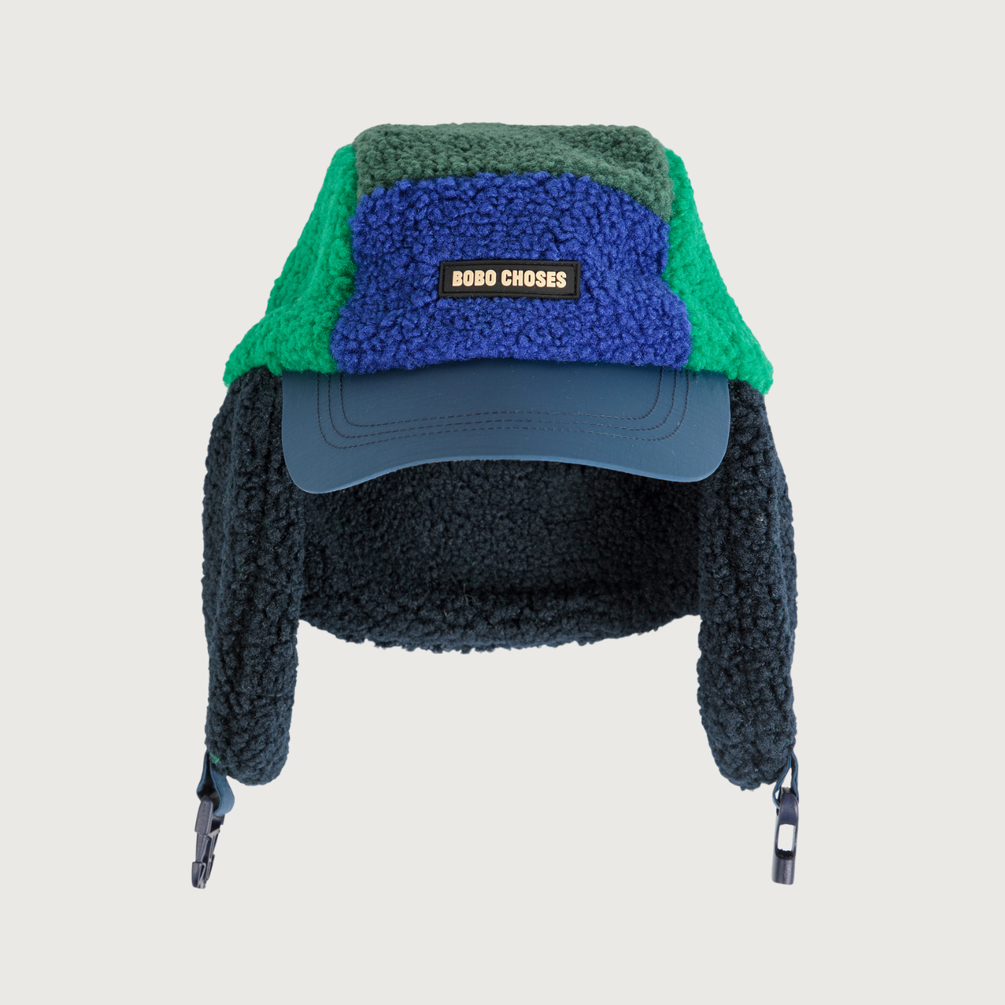 Bobo Choses color block sheepskin chapka blue