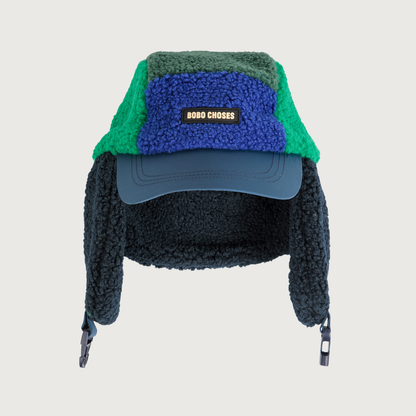 Bobo Choses color block sheepskin chapka blue