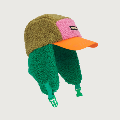 Bobo Choses color block sheepskin chapka green