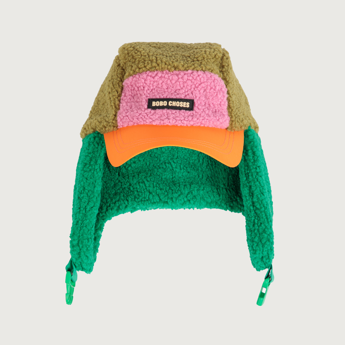 Bobo Choses color block sheepskin chapka green