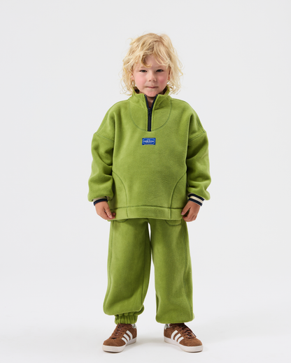 Goldie+Ace Quarter zip green polar fleece