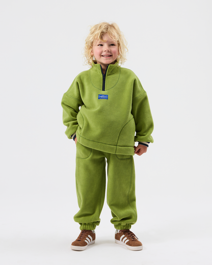 Goldie+Ace Quarter zip green polar fleece