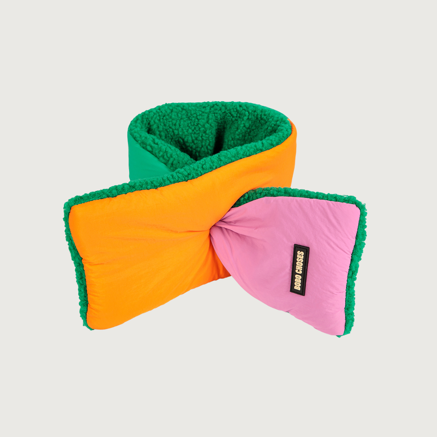 Bobo Choses color block sheepskin neck warmer fuchsia