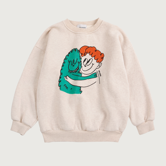 Bobo Choses Hug Hairy Monster sweatshirt beige