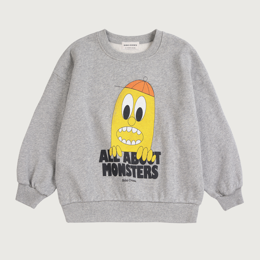 Bobo Choses Bigtooth Lemon sweatshirt light heather grey