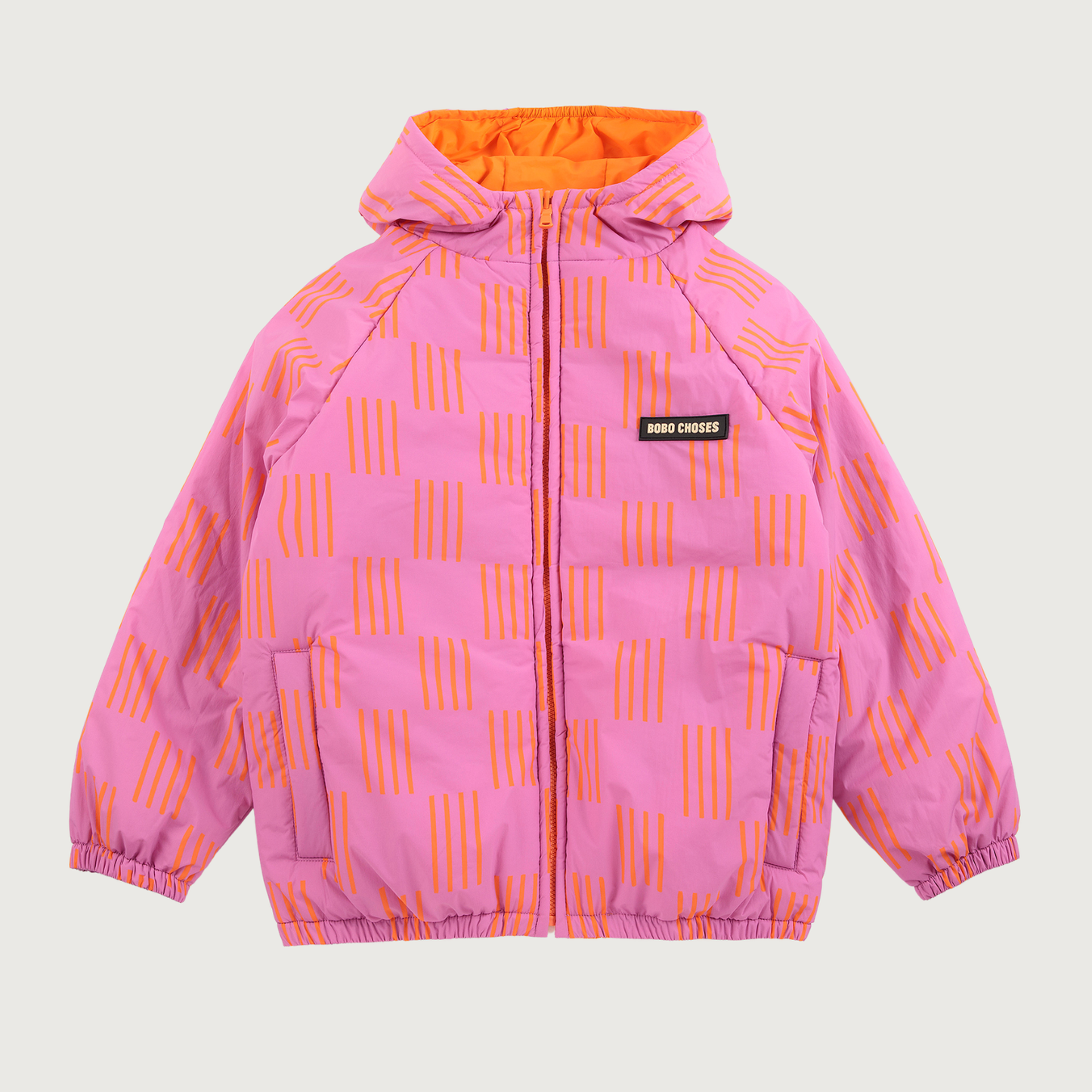 Bobo Choses Almost Moiré all over reversible anorak fuchsia