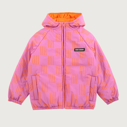 Bobo Choses Almost Moiré all over reversible anorak fuchsia