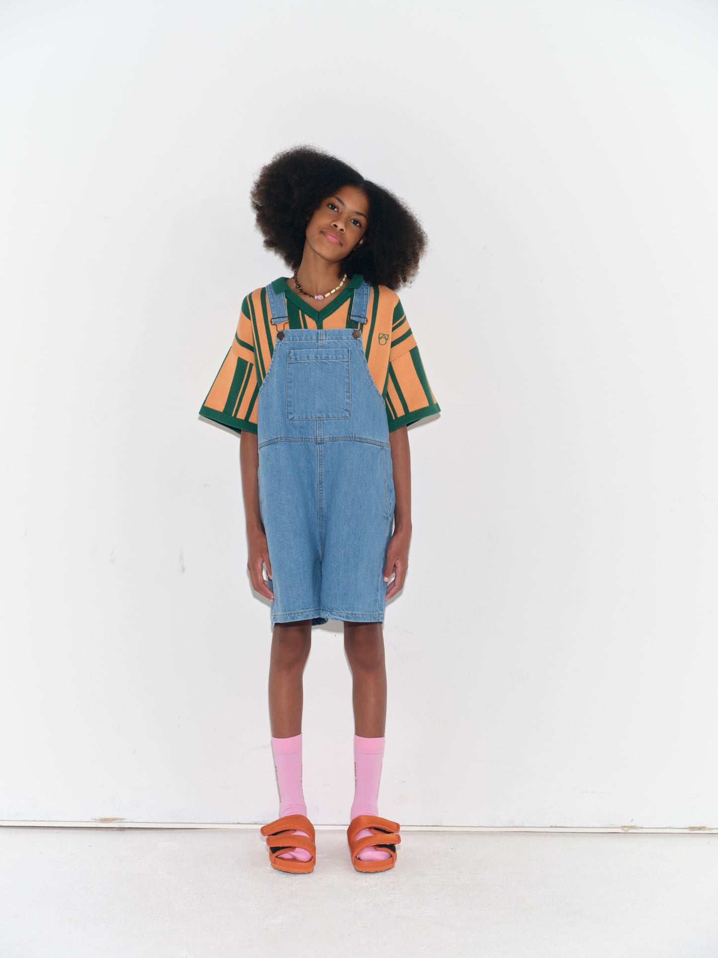 Main Story Short dungaree extra stonewash denim / 8Y