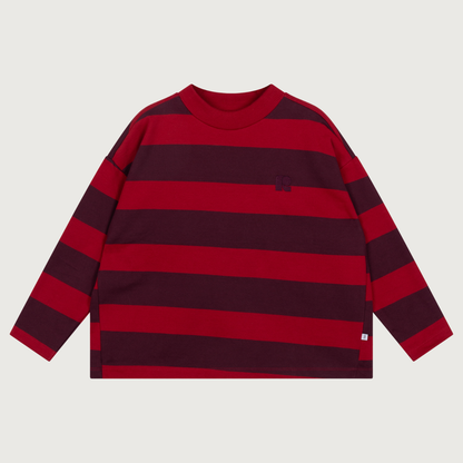 Repose AMS Boxy sweater rusty mulberry block stripe