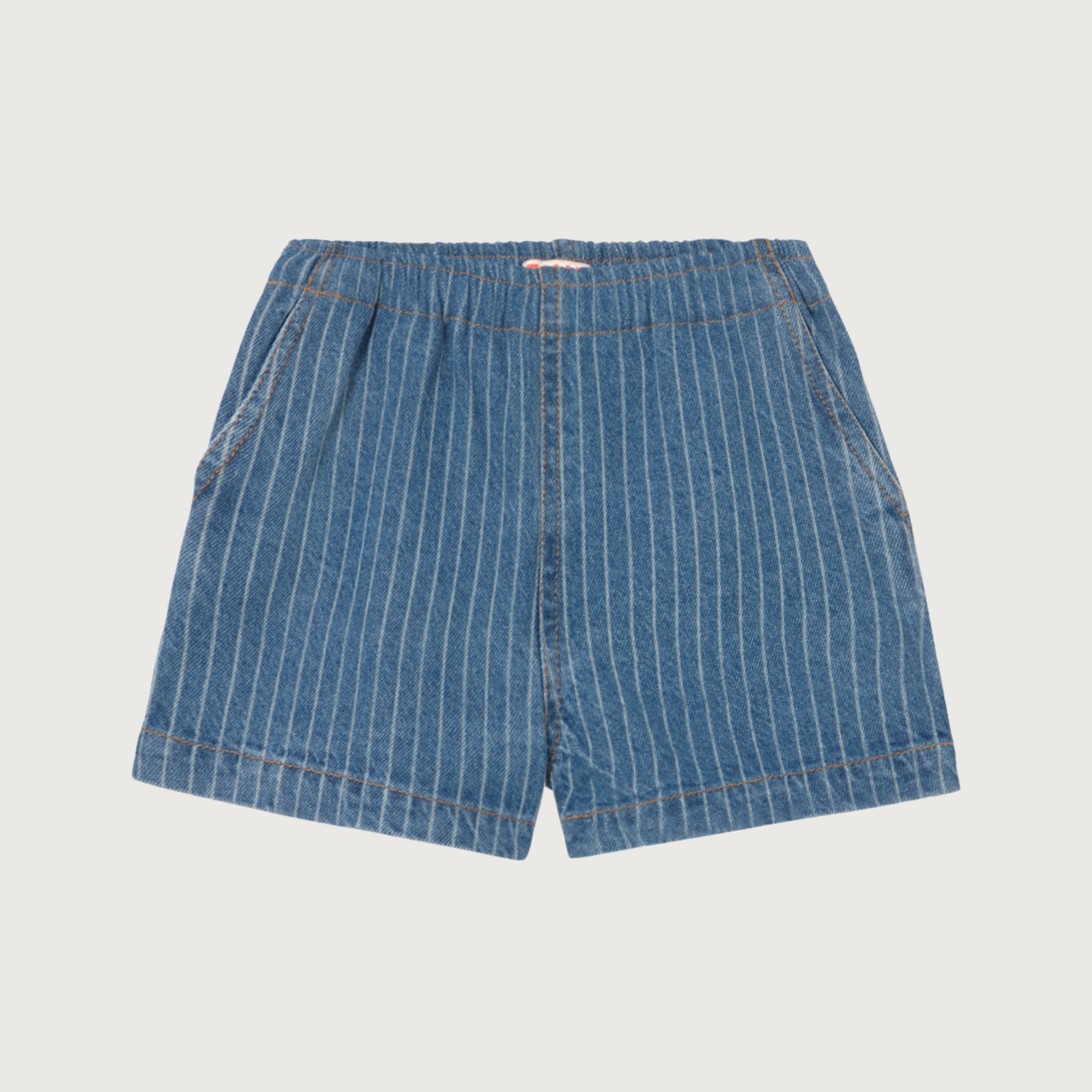 Tinycottons STRIPES denim shorts light wash denim