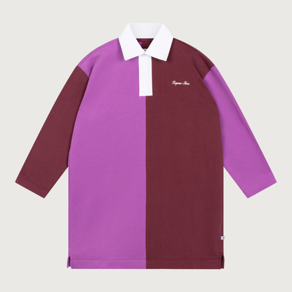 Repose AMS Polo dress orchid mulberry color block