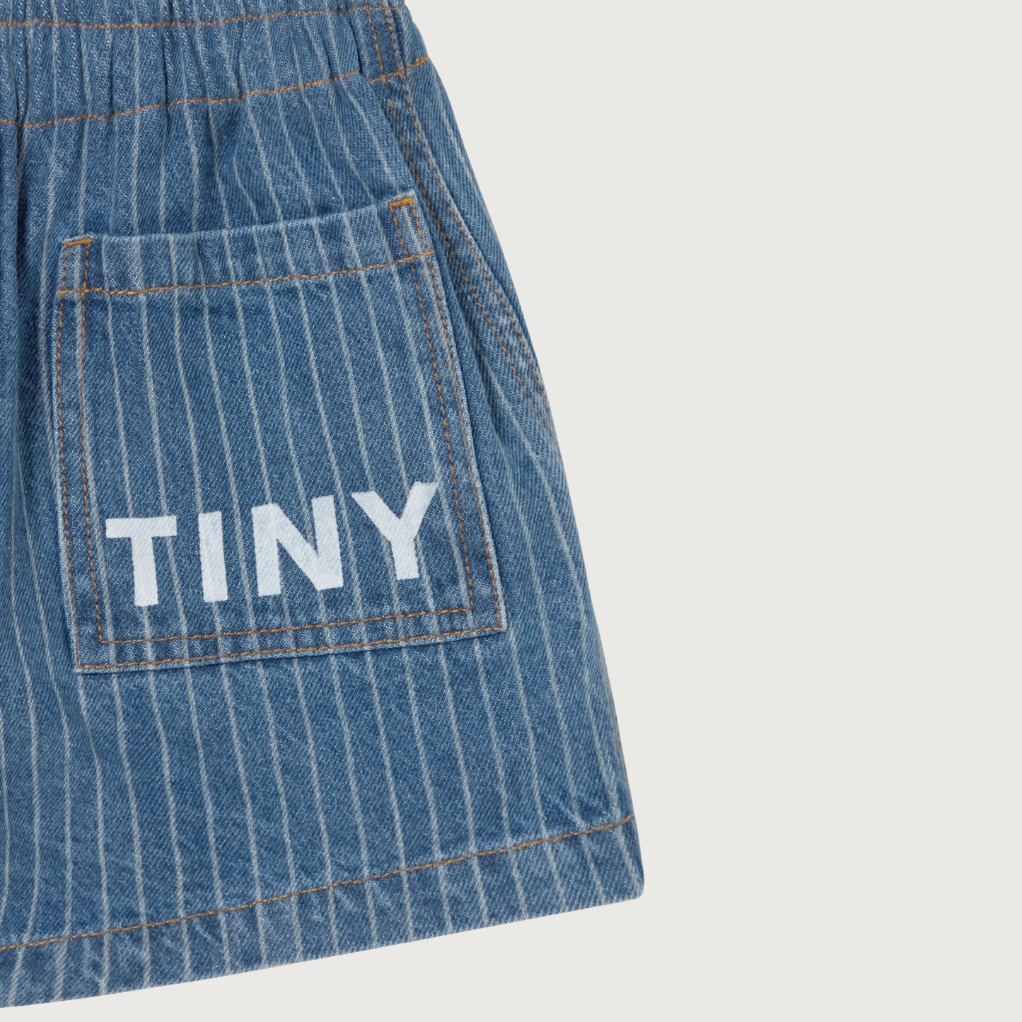 Tinycottons STRIPES denim shorts light wash denim