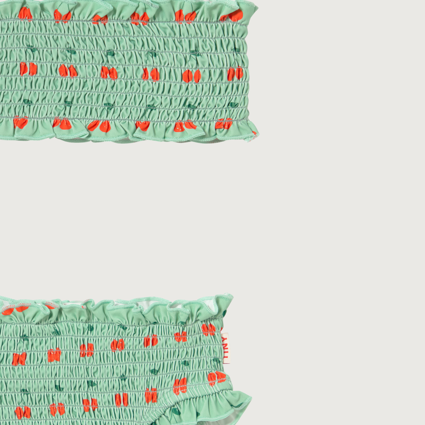 Tinycottons CHERRIES smock swim set washed emerald
