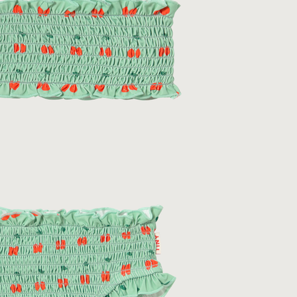 Tinycottons CHERRIES smock swim set washed emerald