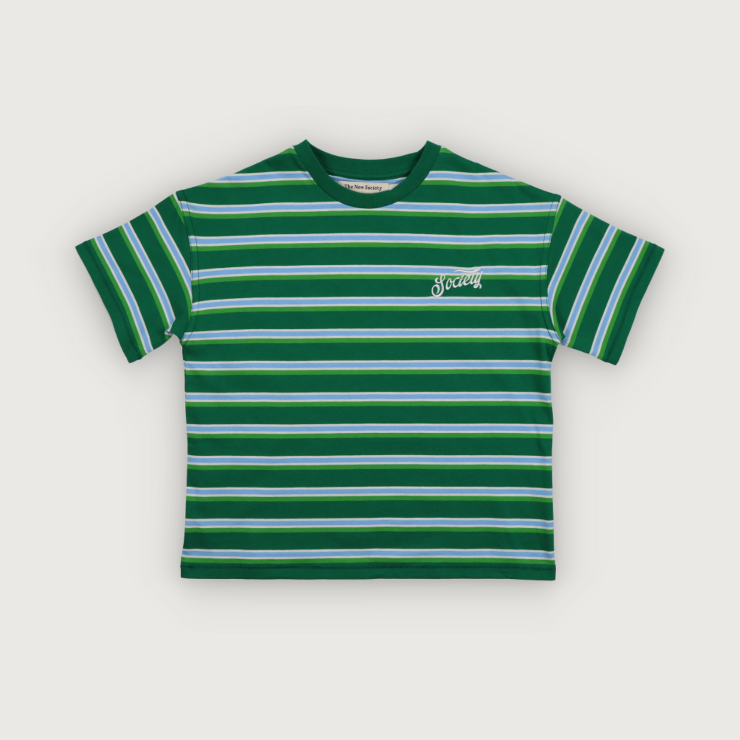 The New Society CICLAN T-shirt verdant green mini stripes