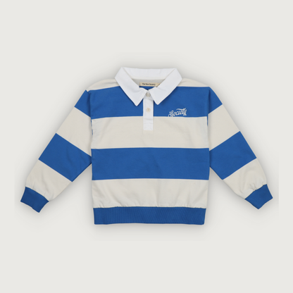 The New Society BREZO Polo deep sea blue stripes