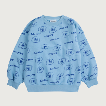 Bobo Choses PICKLES THE DOG allover sweatshirt prussian blue