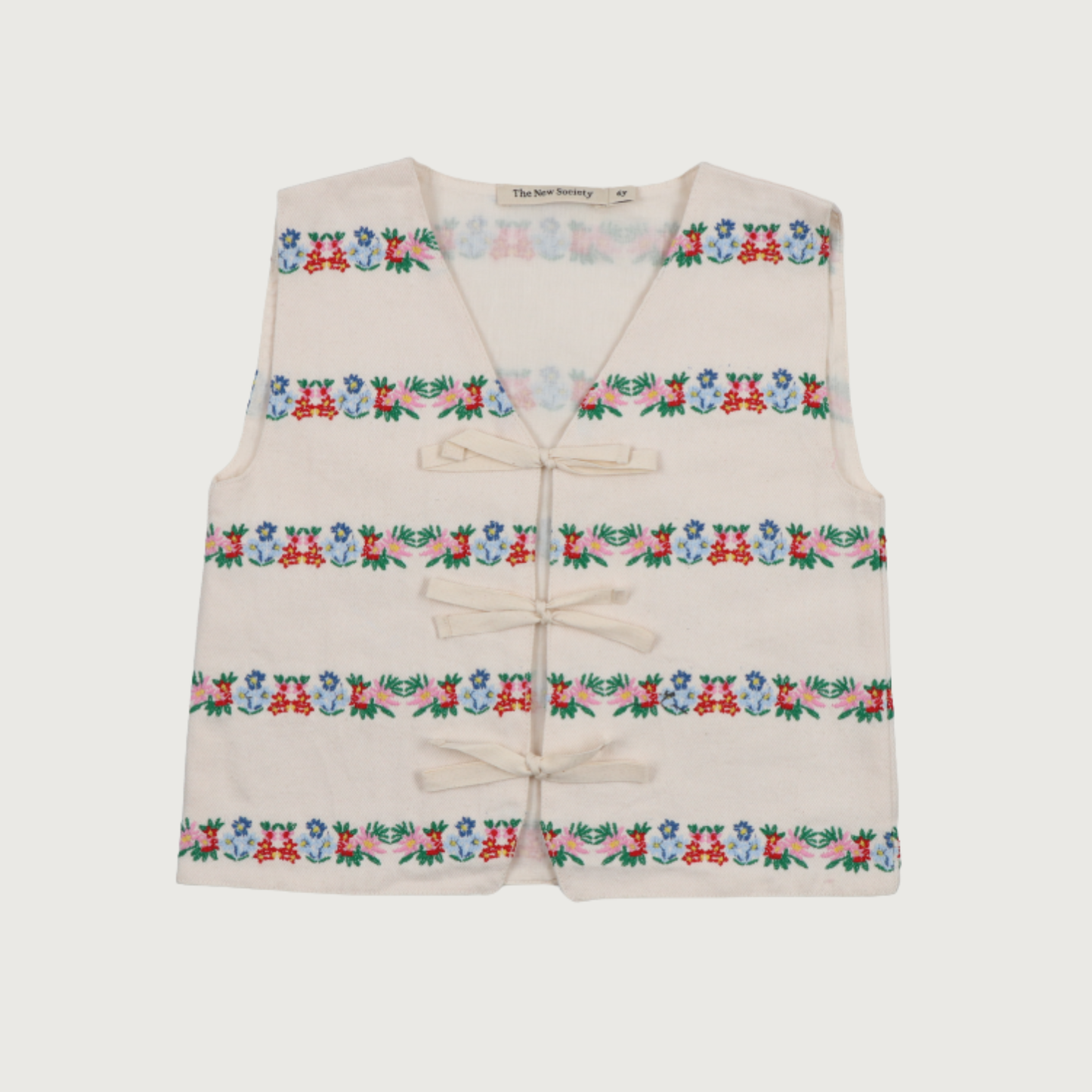The New Society MALVA Waistcoat flower embroidery natural denim