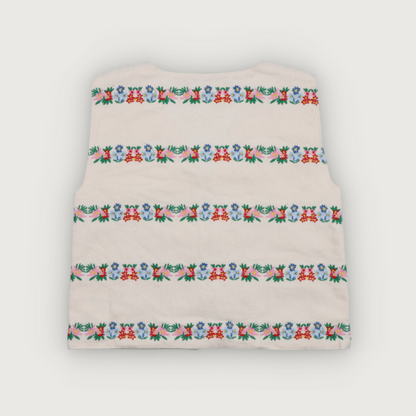 The New Society MALVA Waistcoat flower embroidery natural denim