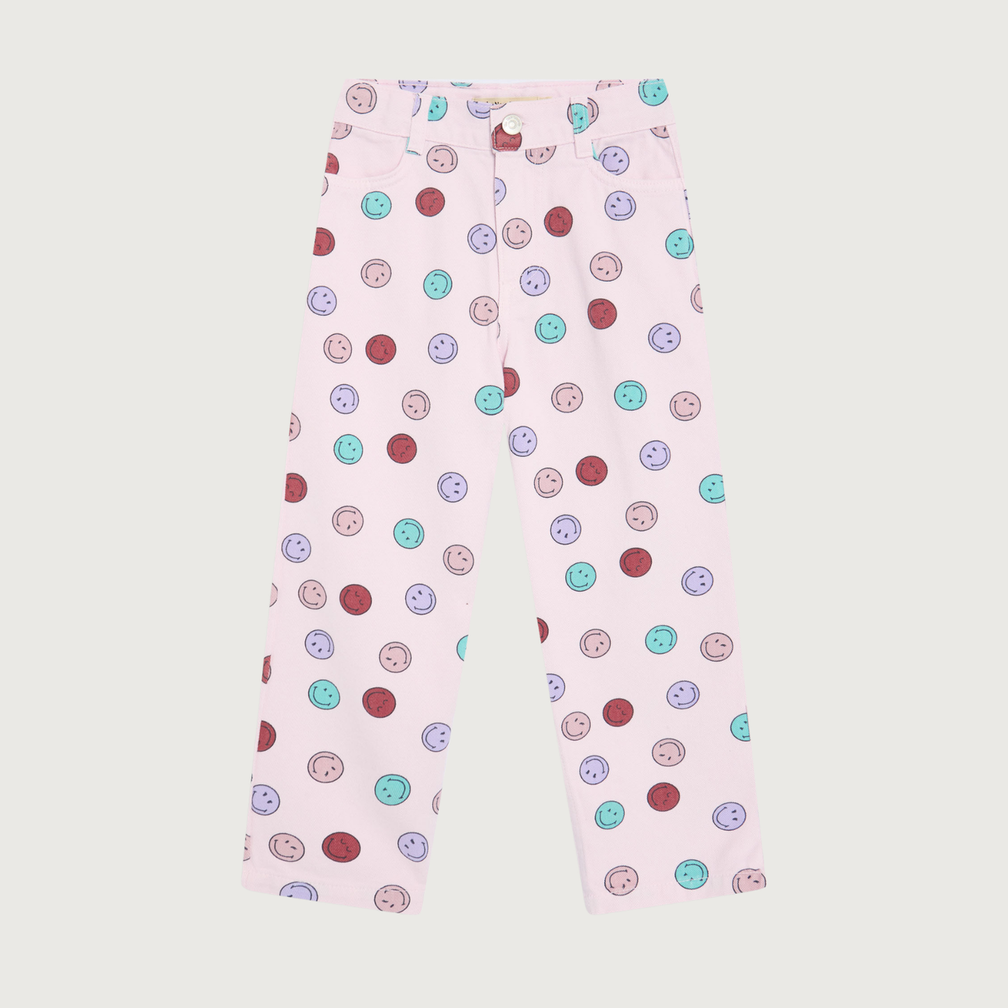 The New Society Smiley denim trouser smiley print