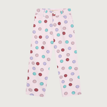 The New Society Smiley denim trouser smiley print