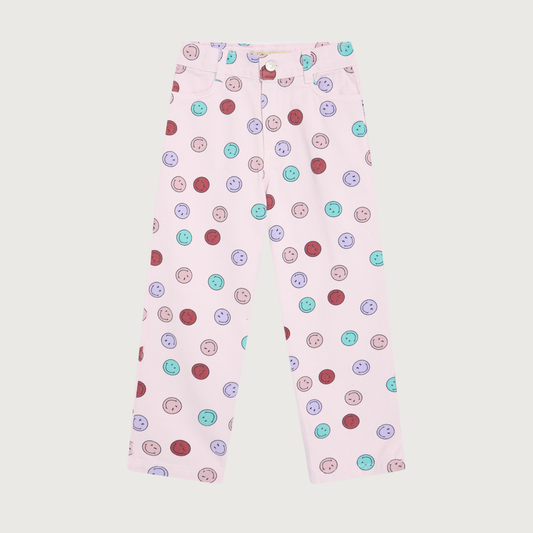 The New Society Smiley denim trouser smiley print