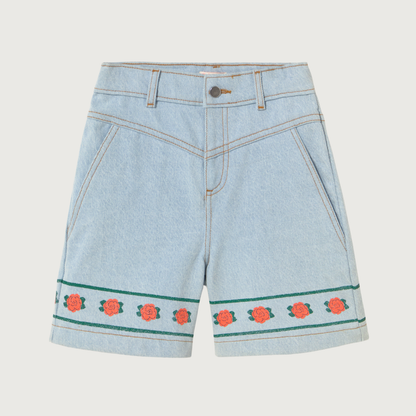 Tinycottons ROSES denim bermuda light wash denim