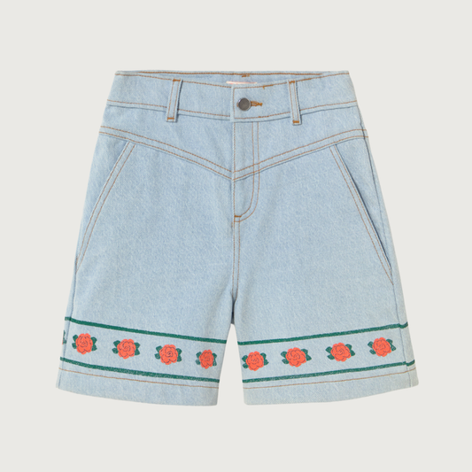 Tinycottons ROSES denim bermuda light wash denim