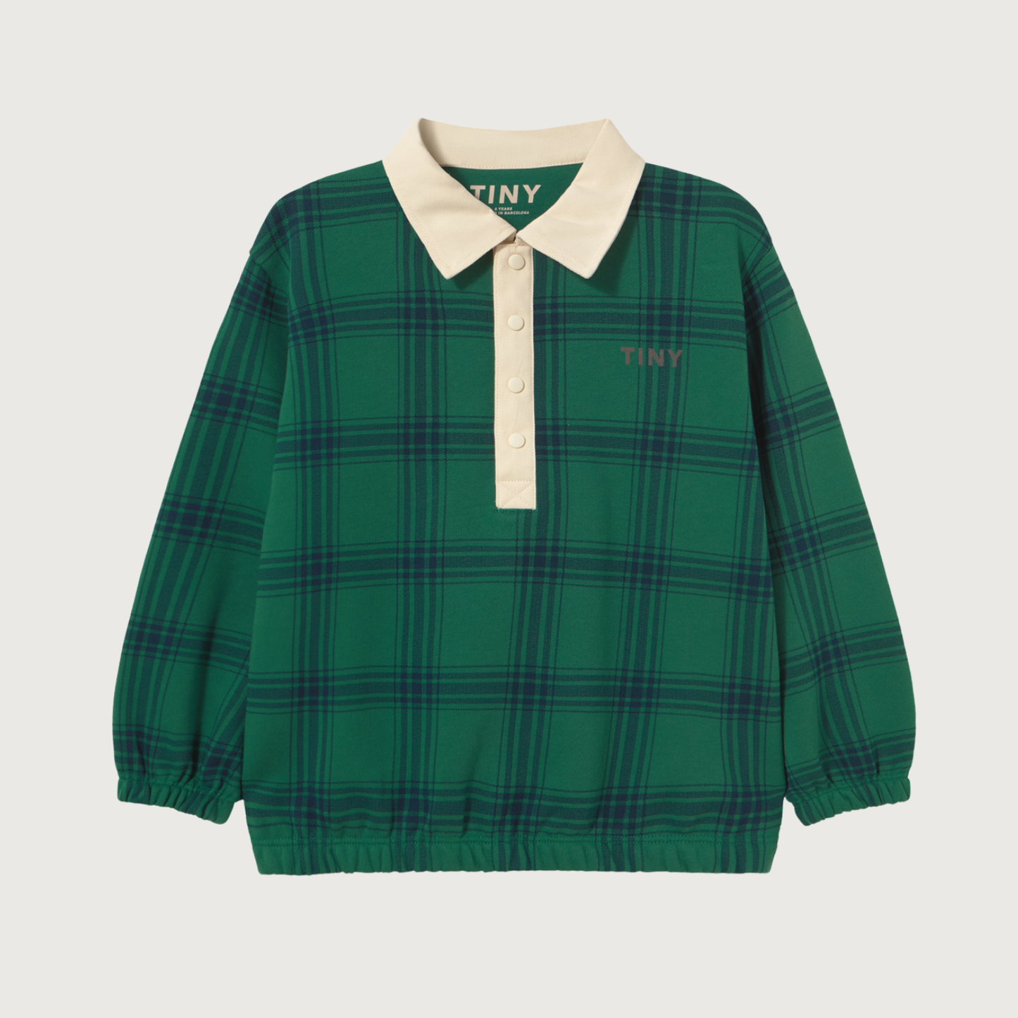Tinycottons Green check polo sweatshirt dark green