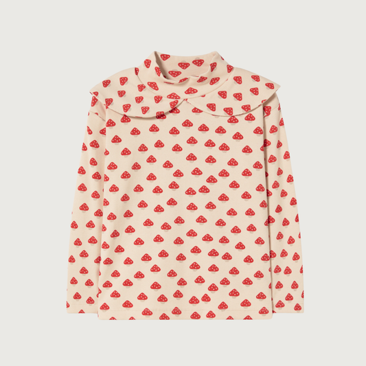Tinycottons Mini mushrooms mockneck sweater ivory