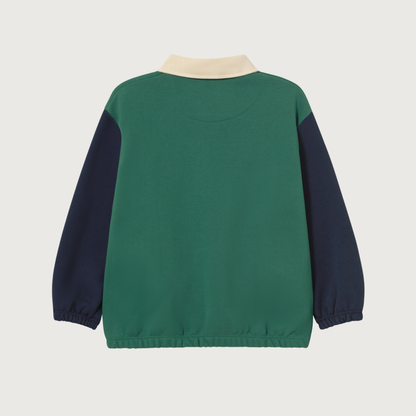 Tinycottons Color block polo sweatshirt dark green